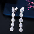 Non Piercing Ear Design Long Dangle CZ Crystal Clip on Earrings No Pierced Women Wedding Party Costume Jewelry