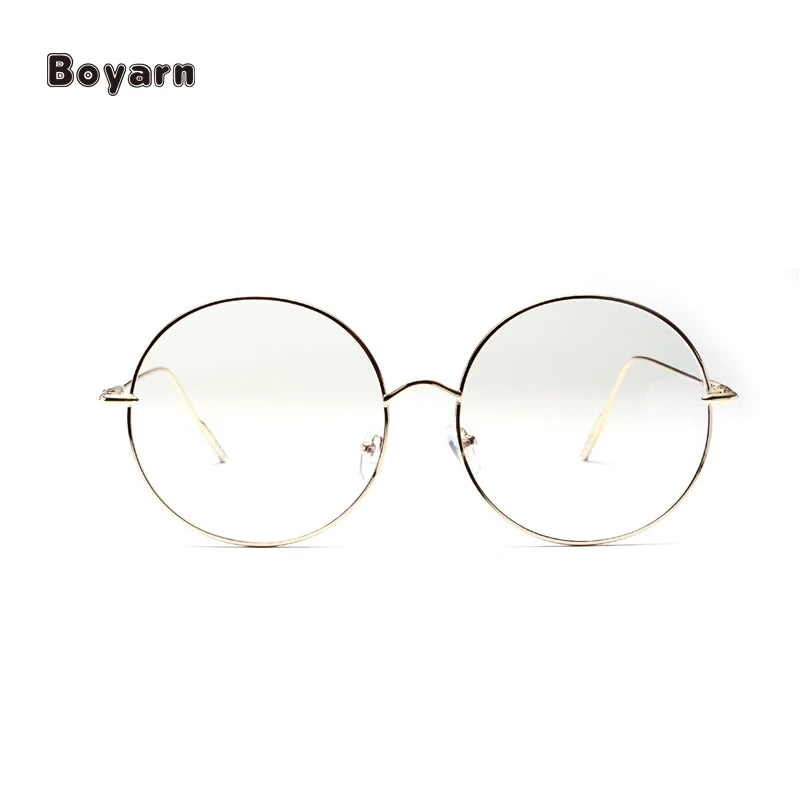 Boyarn Metal Big Frame Round Eyeglasses Frame Female Korean Big Face Retro Thin Frame Glasses Male Shades