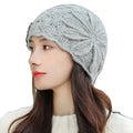 Autumn Winter Women Retro Elegant Big Flower Hollow Knitted Hat Fashion French Embroidered Beanie Crochet Cap