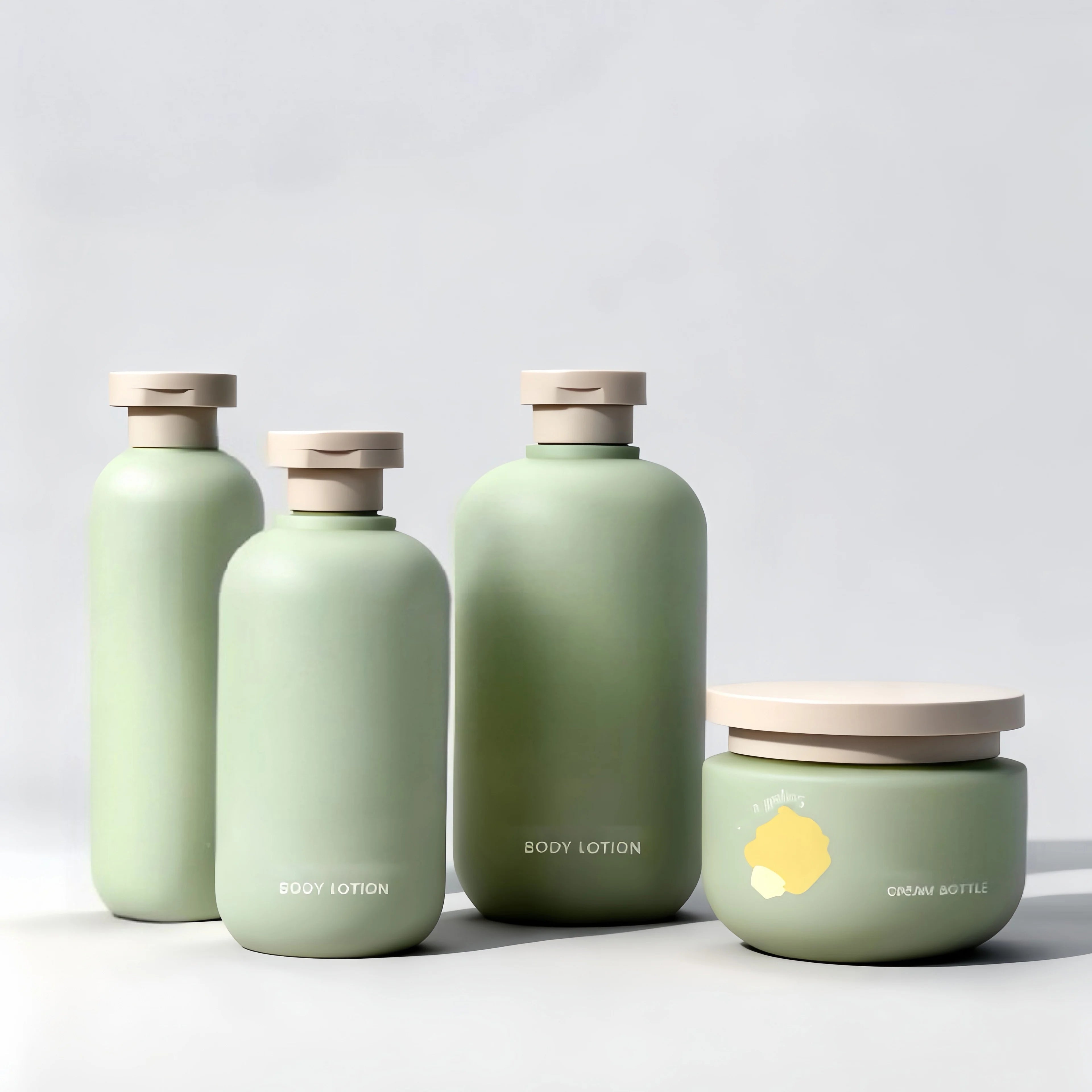 Custom 250g200ml 300ml 500ml Empty Soft Touch Shampoo Bottle Bottle Green Color Frosted Surface Squeeze Bottle with Flip Top Cap