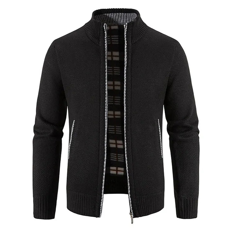 Fashion Dark Blue Zip up Warm Knitted Sweaters Cardigan Men's Zip-up Sweater