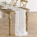 Wedding Christmas Woven Polyester/Cotton Cheesecloth Gauze Table Runner Holiday Decoration for Home & Hotel Use