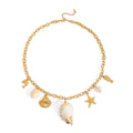 J&D Ocean Trendy Vacation 18K Real Gold Plated Stainless Steel Charm Necklace Link Chain for Parties