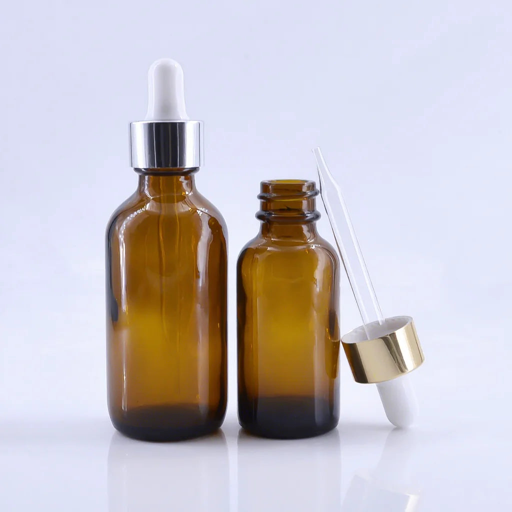 30ml 60ml 120ml Transparent Blue Amber Hair Oil Glass Dropper Bottles 1oz 2oz 4oz Essential Oil Bottle