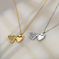Stainless Steel DIY Floating Locket Necklace Gold Plated Heart Shape with Diamond and Zircon for Party