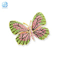Green and Pink Butterfly Jewelry Rhinestone Brooches Alpha Sorority Crystal Broaches for Anniversary