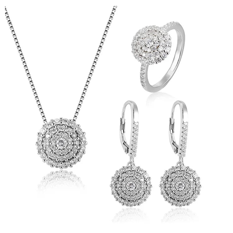 POLIVA 925 Sterling Silver Jewelry Necklace Sets Luxury Shining Diamond Indian Cubic Zirconia Jewelry Necklace Set