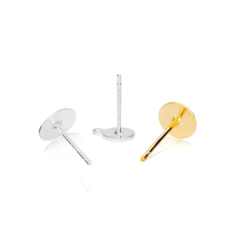 925 Sterling Silver Flat Round Blank Peg Earrings Posts Flat Pad Ear Stud Components Earring Making Findings