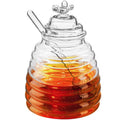 Hot Selling Honey Jar with Dipper and Lid Glass for Home Kitchen Honey Pot