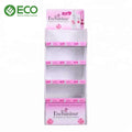 Customized Foldable Portable Modern Pink Cardboard Floor Display Rack for Cosmetics Skincare in Retail Stores