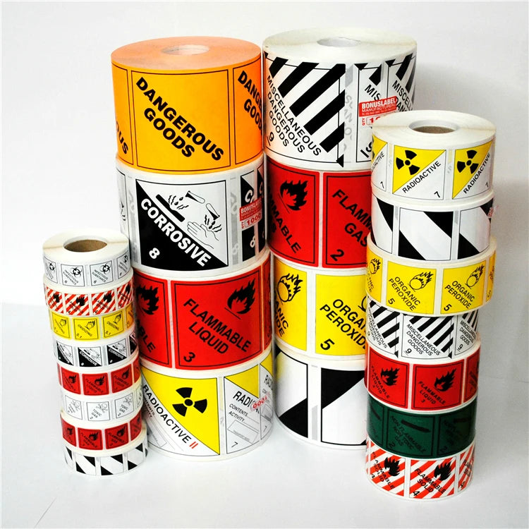Dangerous Goods Adhesive Sticker Label Printing Warning Signs Hazard Shipping Waterproof PP Material UV Printed