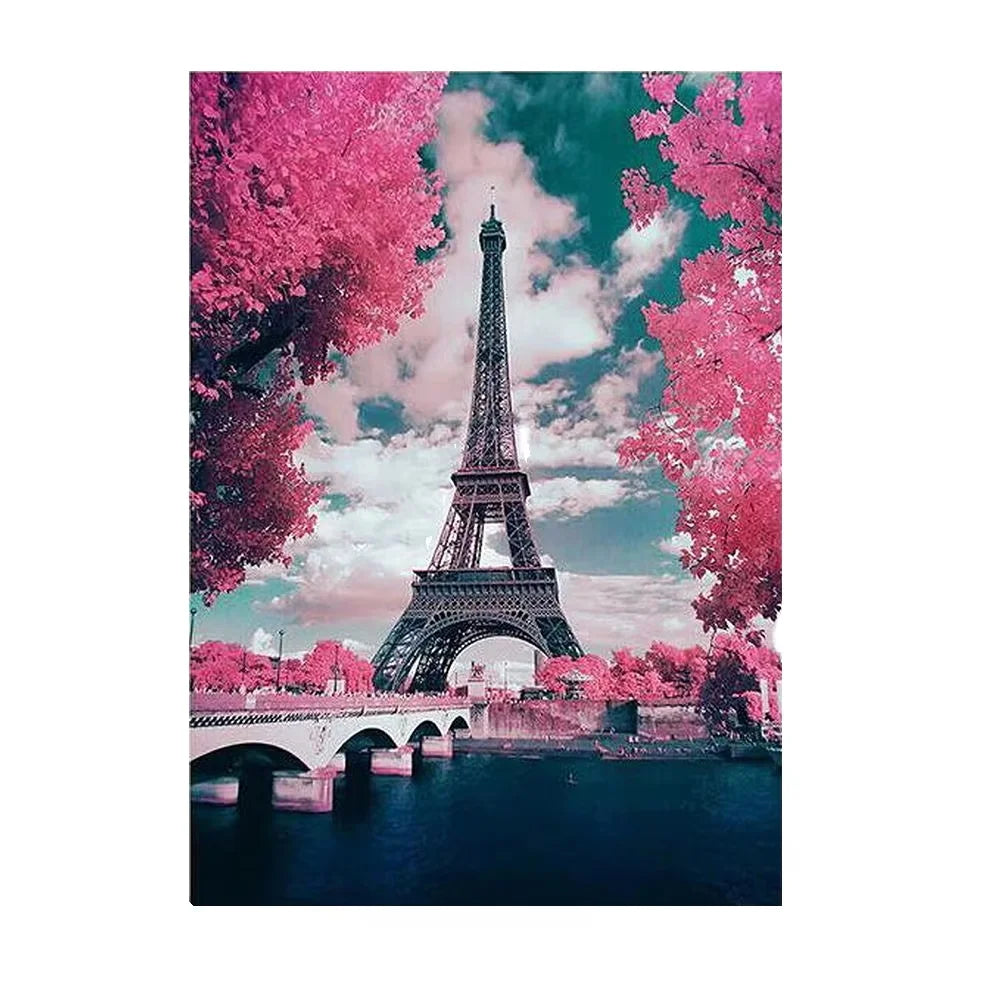 Full Square Round 5D DIY Diamond Painting Classic Printed Cross Stitch Eiffel Tower Scenery Paris Rhinestone Art