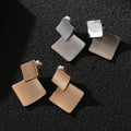 TongLing European Vintage Statement Clip-on Drop Earrings Matte Gold Plated square Geometric Non-Piercing Earrings for Daily