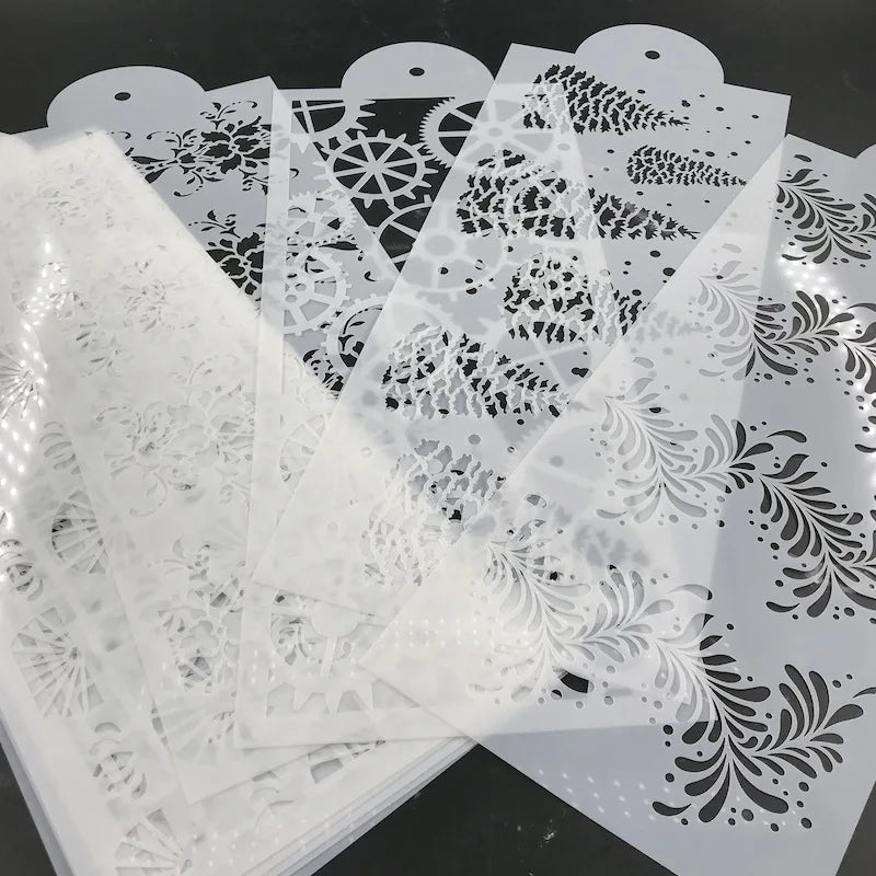 Cake Decorating Stencils  Plastic Templates Spray Floral Cake Molds Cookie Fondant Dessert Decorating Molds Side Baking Stencils