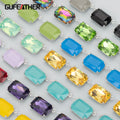 MB0801B High Quality Jewelry Accessories Nickel-Free Rhodium-Plated Copper Glass Charms Square DIY Pendants 6pcs/Lot