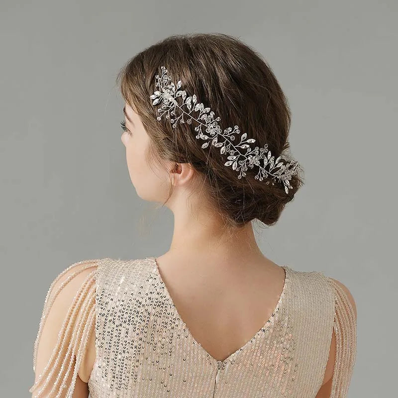 Handmade Rhinestone Pearls Floral Bridal Hair Comb Wedding Headpiece Women Jewelry Girls Valentine's Day Hair Accessories
