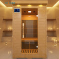 Modern Design 2-Person Far Infrared Steam Room Sauna Computer Control Panel Carbon Heater Solid Hemlock Wood Electric 7 Heaters