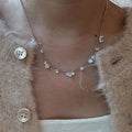 Simple Fashion Trendy Pure 925 Sterling Silver Shiny Round Zircon Pendant Necklace for Women Girls Jewelry