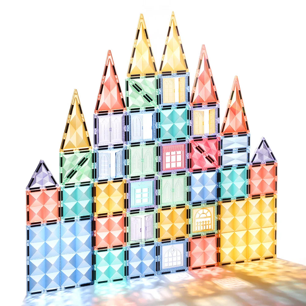 JOJTOP HOT SALE 100PCS Custom ODM OEM  2024 NEW  Plastic Building Blocks Magnetic Tiles  Toy for Kids