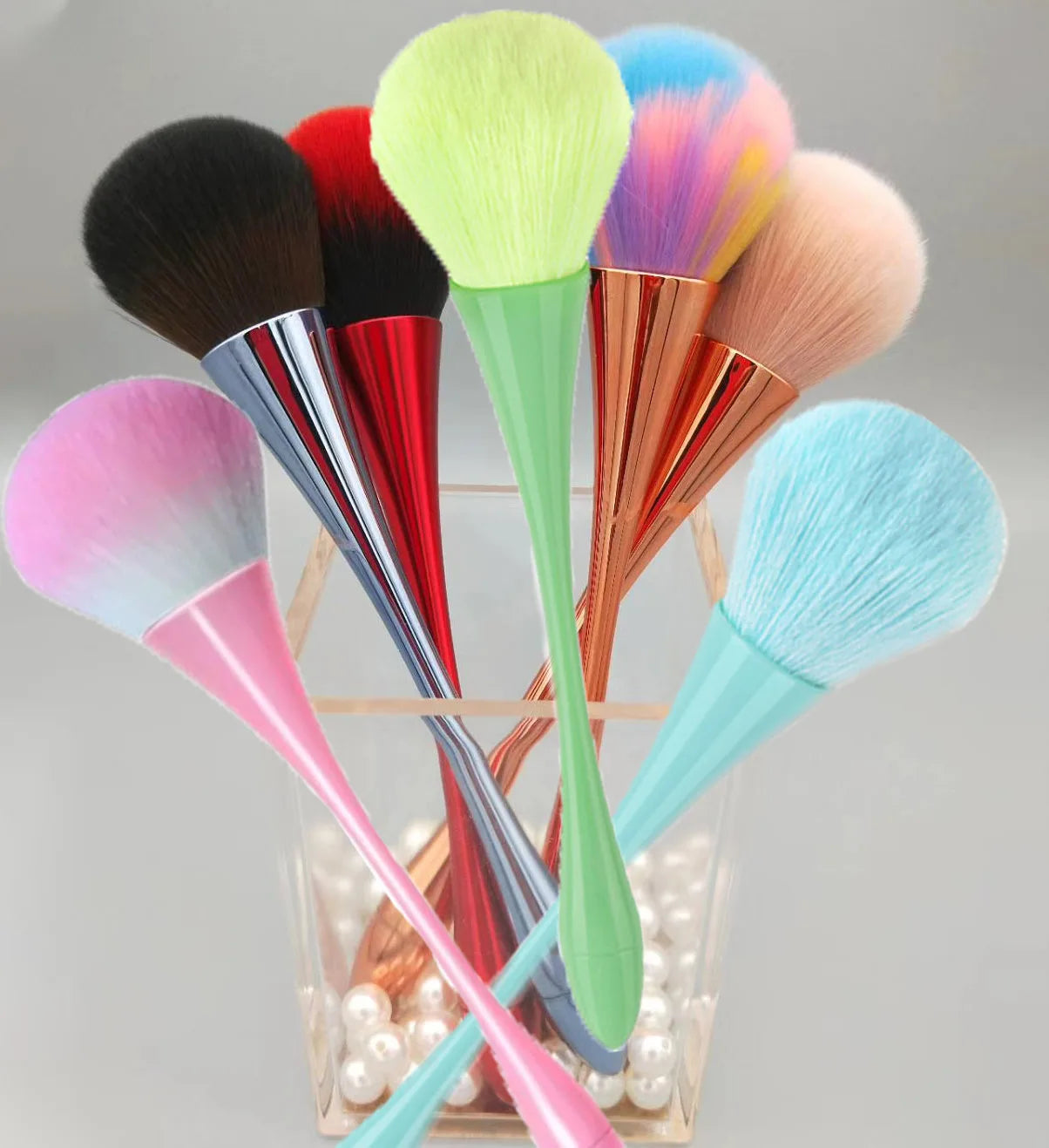 Wholesale Colorful Nail Tool Acrylic Art Brush Beauty Rainbow Gold Color Cleaning Dust Nail Brush Pink