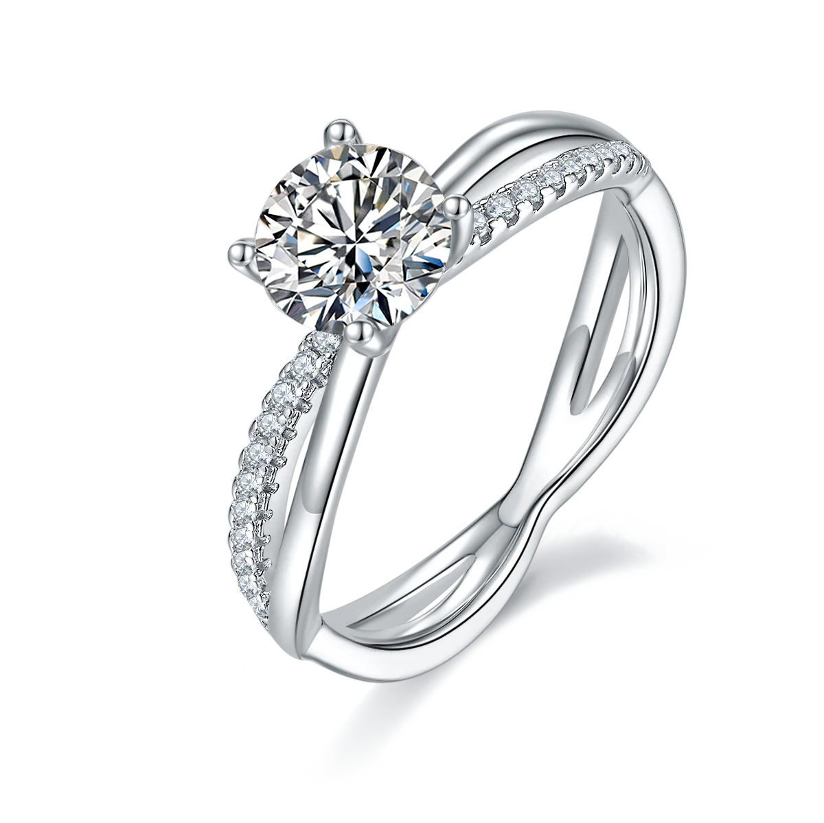 Beautiful Design 18k 925 Silver Golds 1 Carat Moissanite Silver Diamond Hand Ring for Love