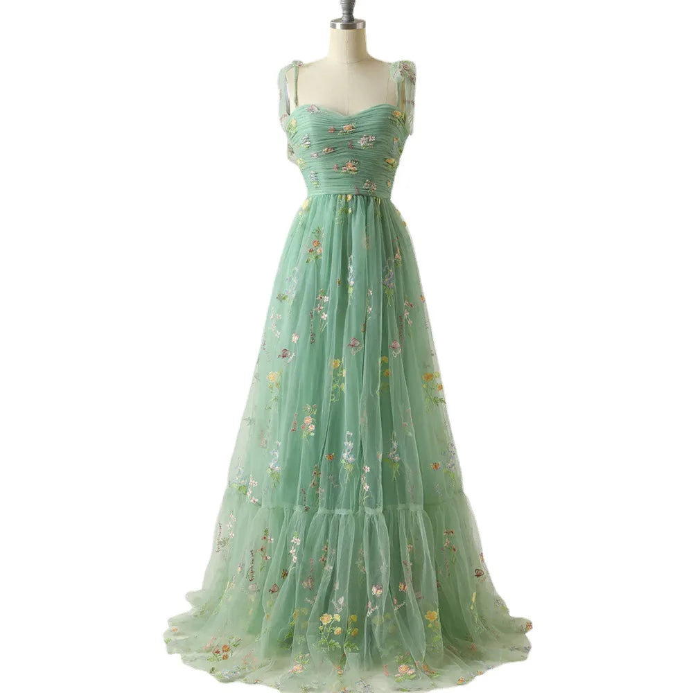 Suspender Dress 2025 New Elegant Dress with Elegant Style and Lace Annual Meeting Company Host Evening Dress for Women