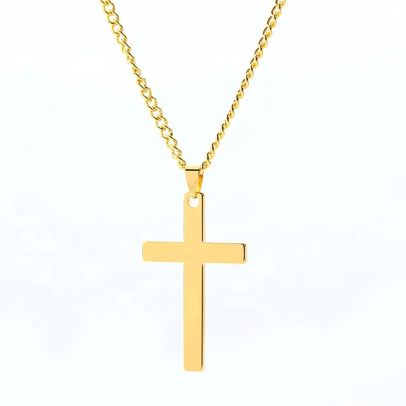 Men's Stainless Steel Cross Pendant Necklace Simple Fashionable Design Geometric Trendy Jewelry for Weddings Parties Engagements
