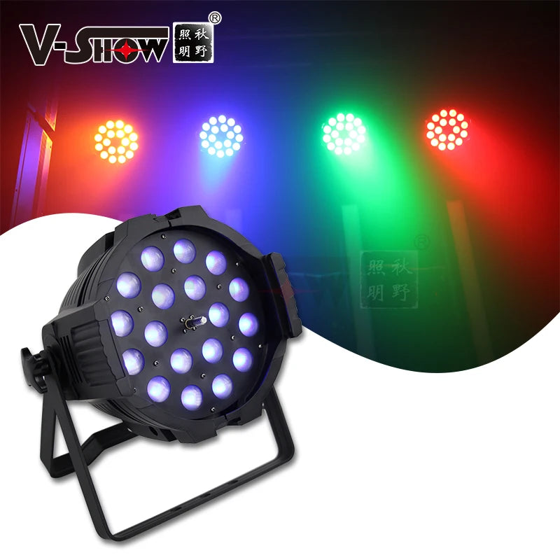 VShow PZ1806 Stage Lighting LED RGBWAUV Zoom Wash 18pcs 18W LED Par Can Light