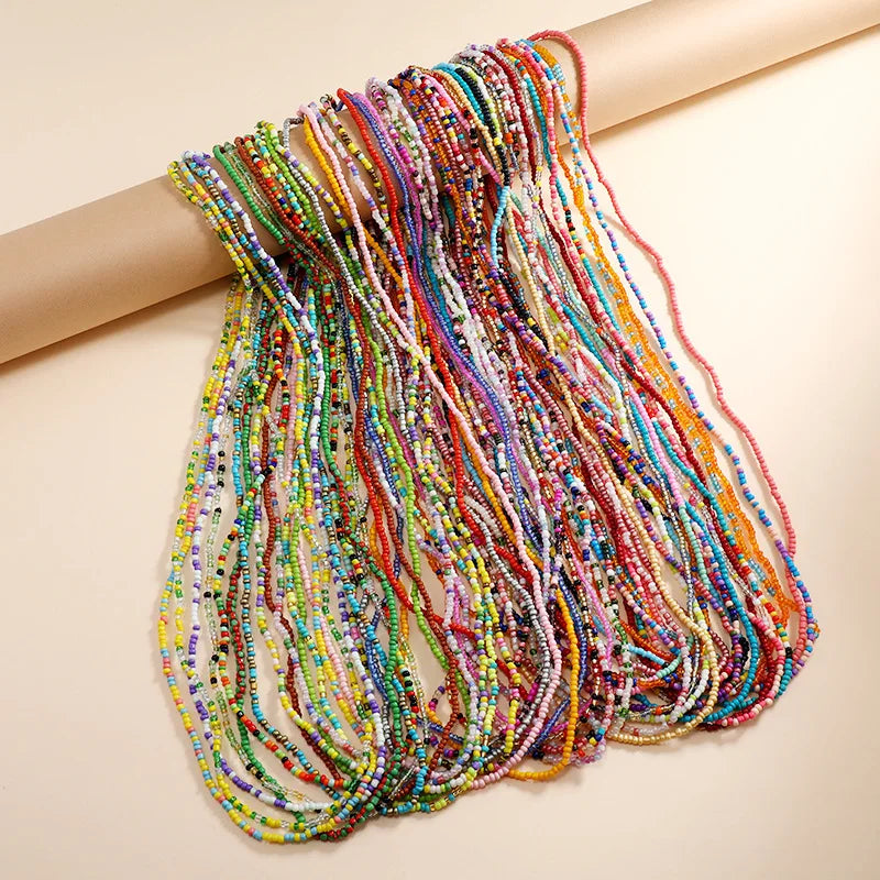Handmade Beaded Glass Bead Elastic Waist Chain Minimalist Fashionable Versatile Body Chain for Spicy Girls