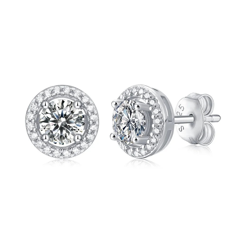 GRA Moissanite Lab Diamond With Certificate Fine Jewelry Sterling Silver 1CT Moissanite Stud Earrings Set Jewellery