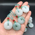 Vintage Natural Real Green Hetian Round Donuts Jade Jadeite Pendant for DIY Jewelry Making