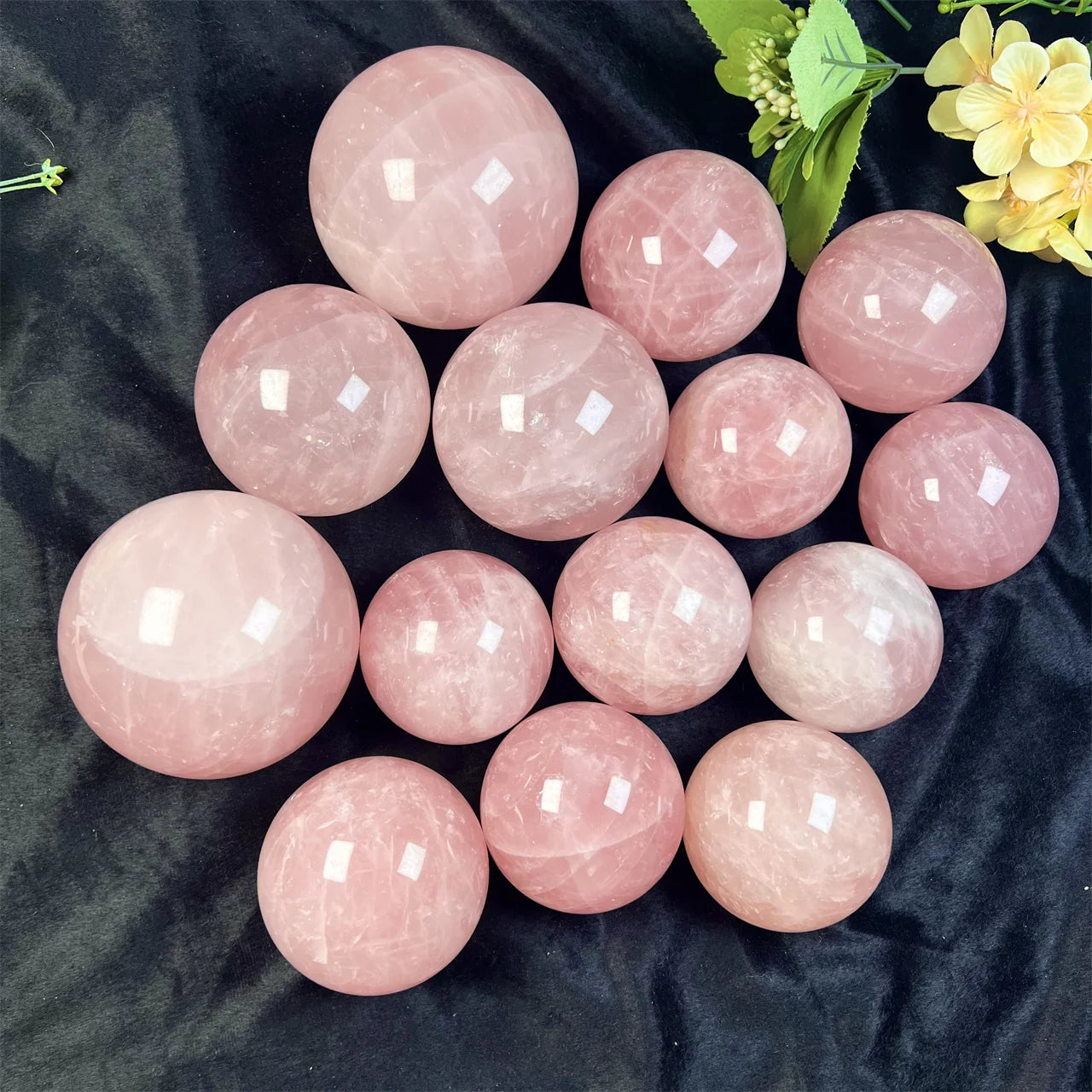 Natural Crystal Balls  Gemstone Light Healing Stones Rose Quartz Sphere  for Crystal Decor Stone