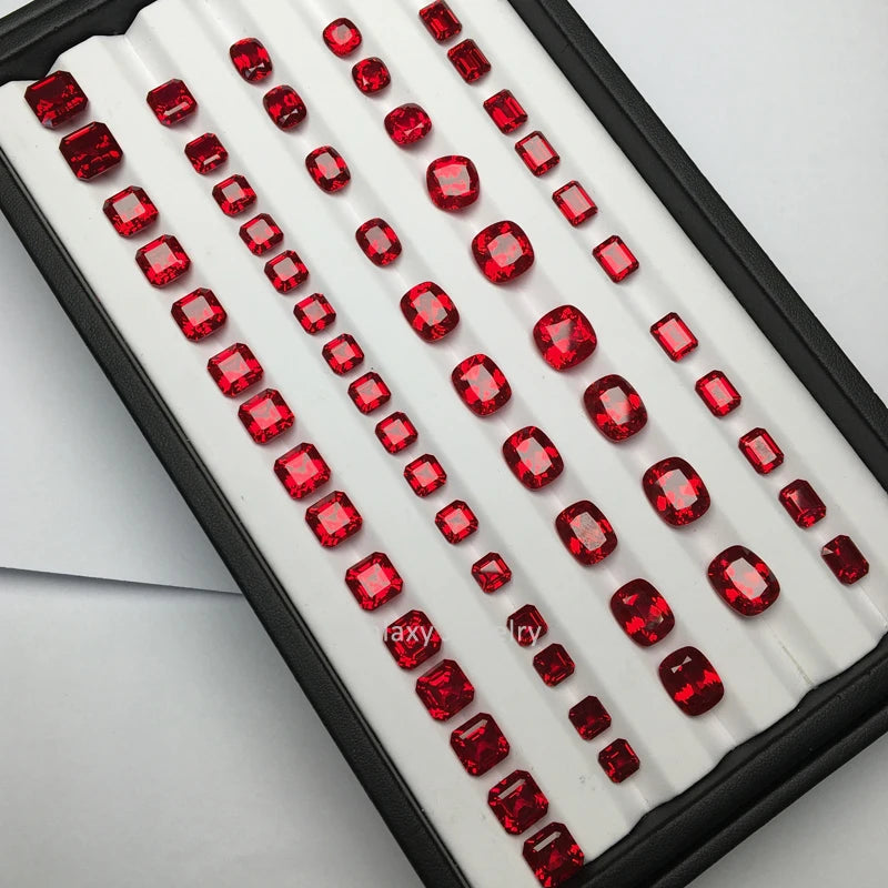 Lab Made Pigeon Blood Red Ruby Round Pear Oval 8 Shapes Corundum Gemstone Lab Grown Ruby Stone for Jewelry Making