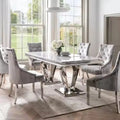 Modern Luxury 6-Seater Dining Table Set Nordic Style Marble Top Metal Furniture 6 Chairs for Apartment Restaurant Bathroom Use