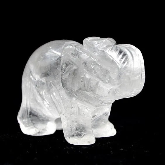 Huiying Natrual Clear Quartz Carved 2 Inch Gemstone Crystal Elephant Sculpture for Decoration