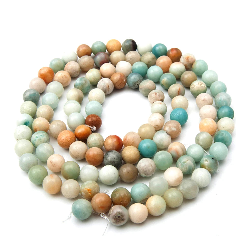 Simple Round Amazonite Stone Beads 6/8/10/12mm Bulk Loose Crystal Lampwork & Glass for Jewelry Making