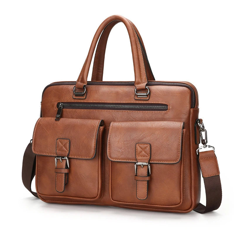 SG0402 Three Colors Wholesale Custom Logo Fashion Business Office Men PU Leather Computer Notebook Laptop Tote Bag