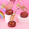Creative Retro Trumpet Horn Saxophone Music Box Battery-Operated Musical Instrument Model Ornaments