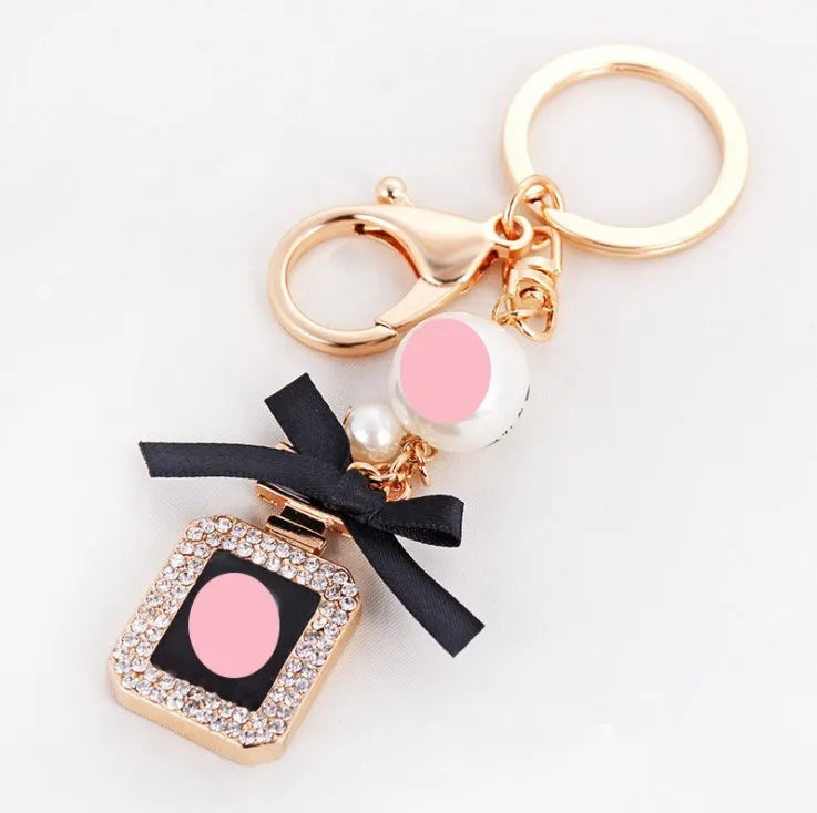 Custom Metal Key Ring with Chain Charm Keychains Portable Keychain Perfume Bottle Portable Fancy Keychain Perfume Bottle