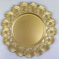 Bulk Wedding Table Decoration Gold Flower Rim Charger Plates 13-inch Plastic Reef Plate Chargers for Dinner Plates