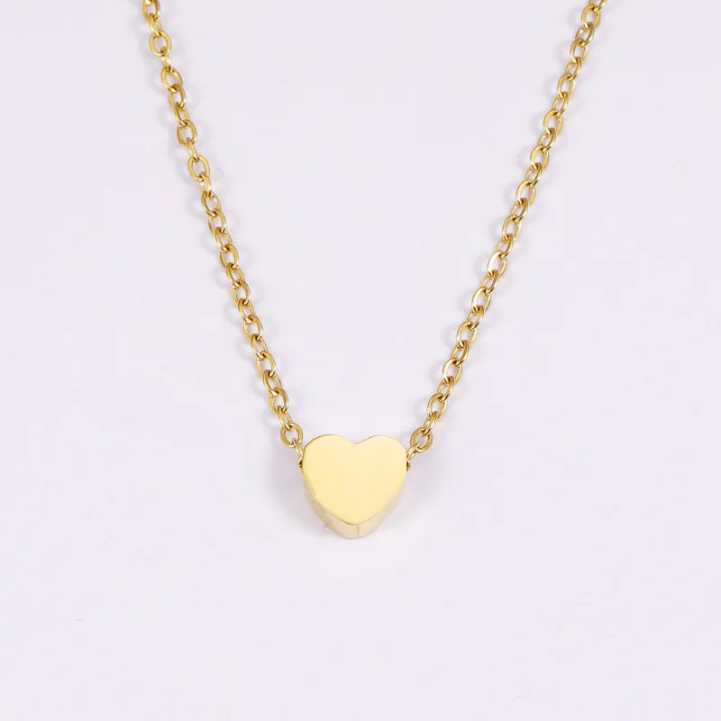 INS Women's Stainless Steel Heart Pendant Necklace 18K Gold Plated High Polish 18 Inch Heart Choker Necklace