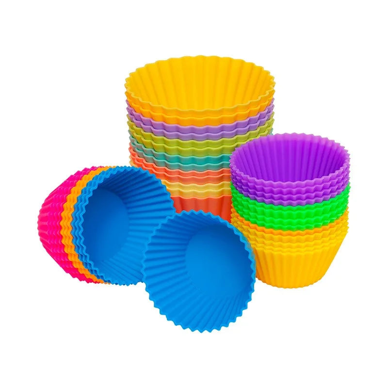 Wholesale Middle Size Reusable Cupcake Silicone Molds Silicone Baking Muffin Cups Cake Moulds