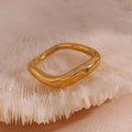Minimalist Water Wave 18k Gold Plated Stainless Steel Rings Jewelry Women Engagement Ring