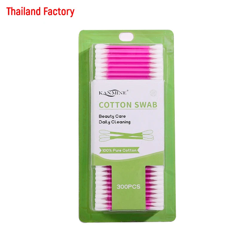 Factory Direct Sale Makeup Tools Organic Pure Cotton Swabs Buds Colorful Pink OEM Stick Double Sides Cotton Bud