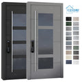 Foshan Yohome Villa Project Grey Black Smart Lock System Exterior Security Doors With Durable Cast Aluminum Pivot Main Door