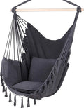 Hammock Chair Swing Hanging Chairs Rope Swing Seat with 2 Pillows and Stick Perfect for Outdoor/Indoor