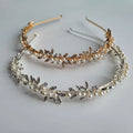 SLBRIDAL Handmade Luxury Rhinestone Crystal Pearls Bridal Tiara Headband Wedding Bridesmaids Crown Women Hair Jewelry