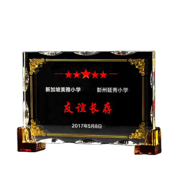 Promotional Gifts Excellence Gift Customs Glass Crystal Plate