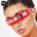 Steampunk Flip up Rimless Shades Round Len Promotion Party Plastic Mirrored Shield Visor Sunglasses