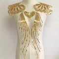 Applique Gold Sequin Flower Wedding Dress Gown Sewing DIY Craft Sequin Embroidered Lace